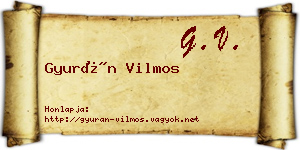 Gyurán Vilmos névjegykártya